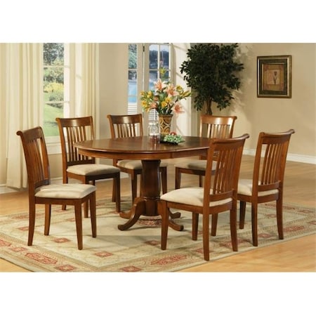 East West Furniture East West Furniture PORT7-SBR-C 7 Piece Dining Room Set-Oval Dining Table With Leaf and 6 Dining Chairs PORT7-SBR-C